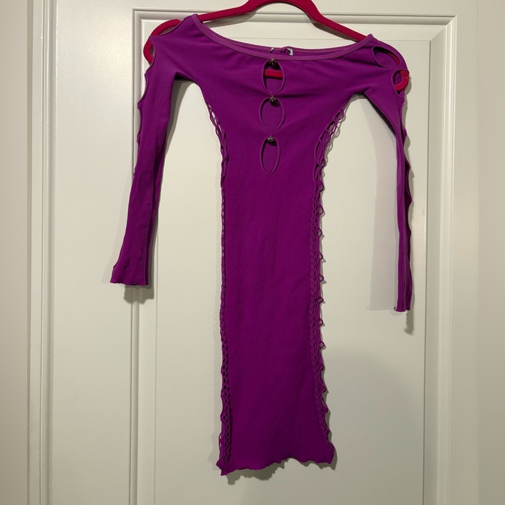 Fashion Nova Vibrant Purple Long Sleeve Dress